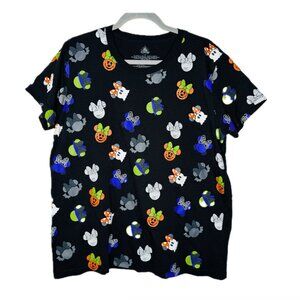 Disney Halloween Short Sleeve Black Tshirt Womens L Minnie Mouse Ghost Pumpkin W